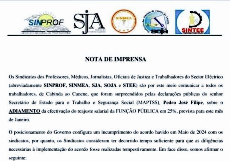 SINDICATOS CONTESTAM ADIAMENTO DO REAJUSTE SALARIAL E AMEAÇAM GREVE